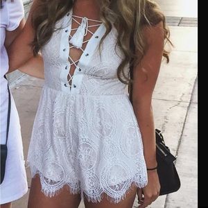 LF White Lace Romper